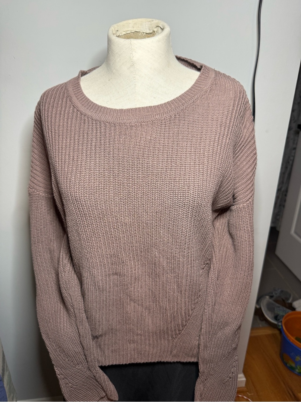 Lucky Brand brown Scoopneck Ribbed Knit Sweater with Lace-Up back